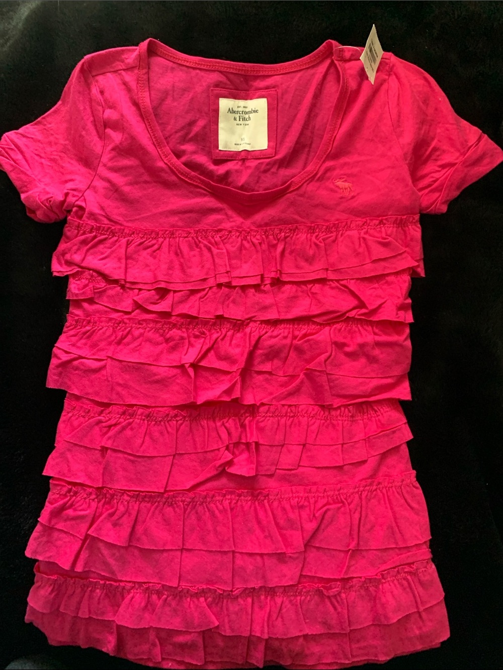 Abercrombie & Fitch hot Pink Ruffle Short Sleeve Tee